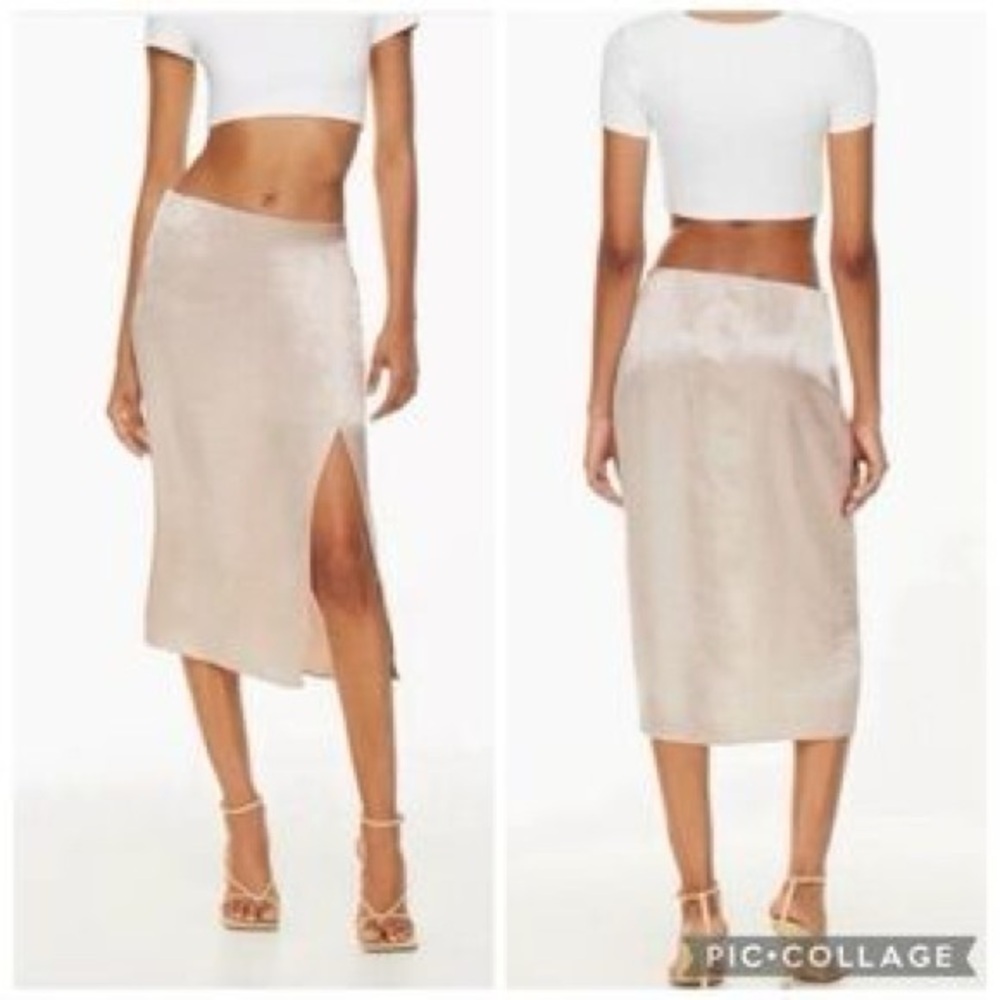 Babaton Cream Satin Midi‎ Skirt